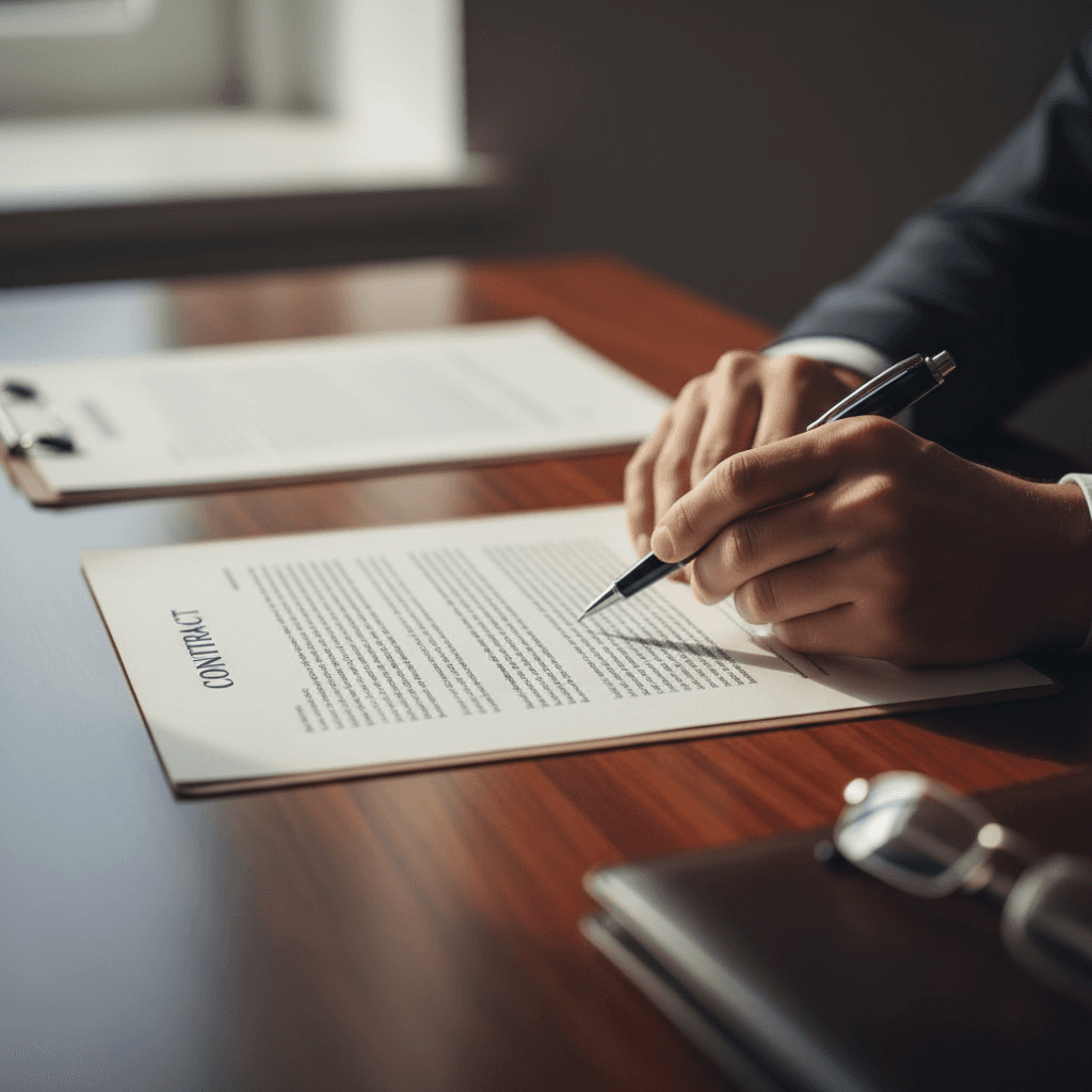 Hand delivering legal document on a desk